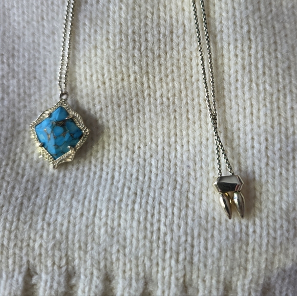 Kendra Scott Kacey Gold Bronze Veined Turquoise Magnesite Long Pendant Necklace - Picture 6 of 8